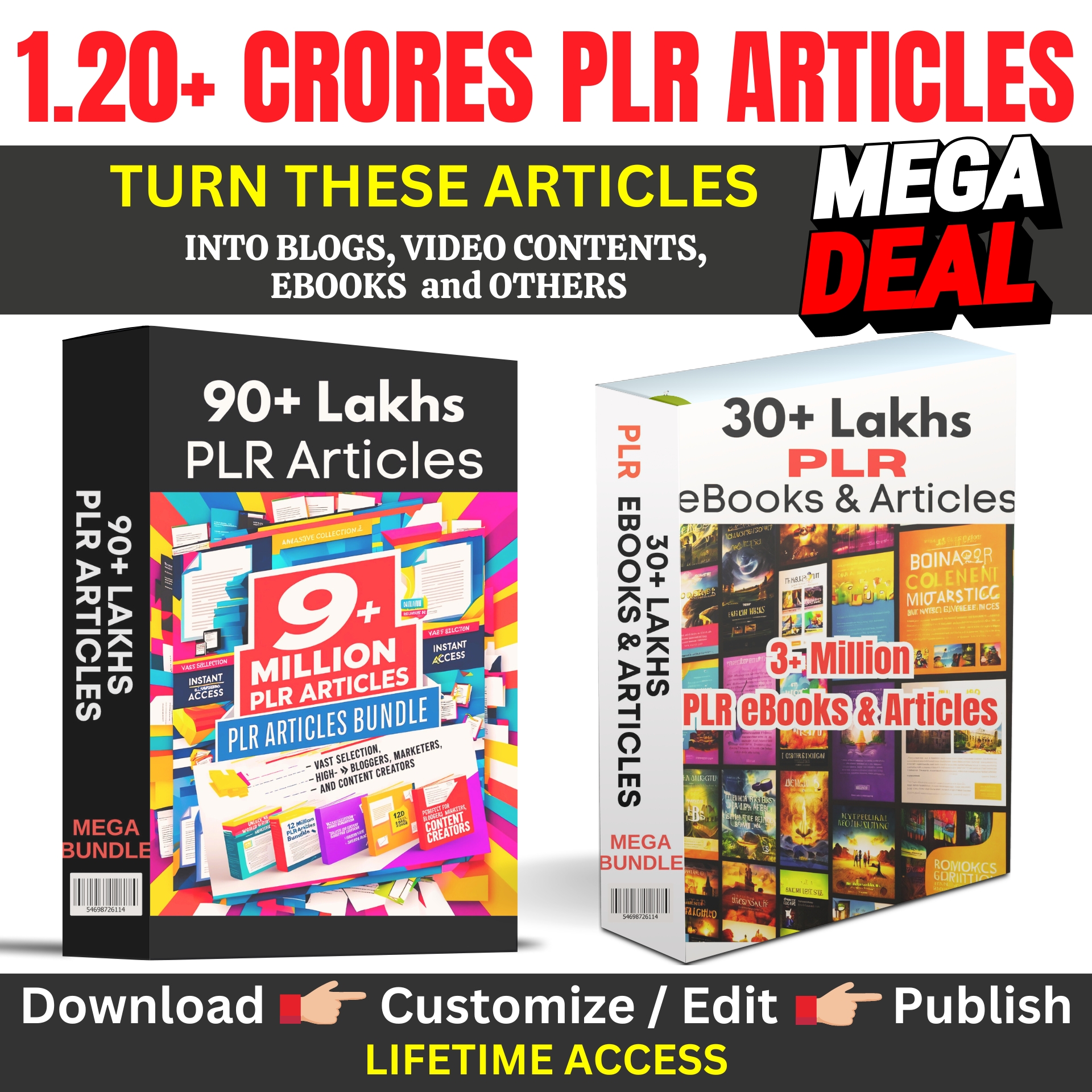 Get Over 1.20+ Crores PLR eBooks & Articles in Various Topics