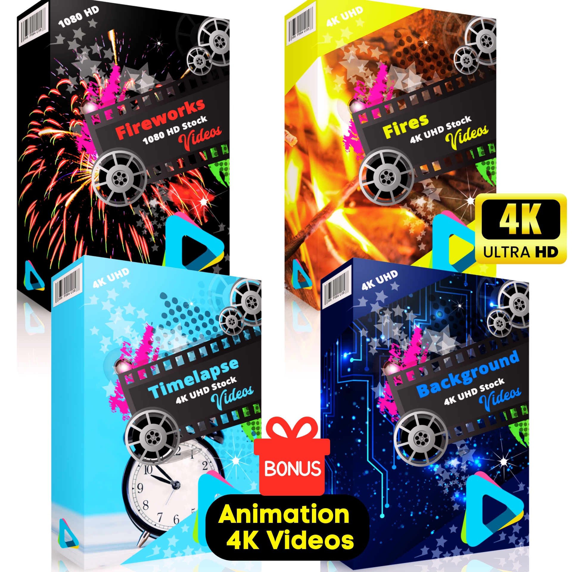 Fire, Fireworks, Background, Timelapse 4K UHD Stock Videos