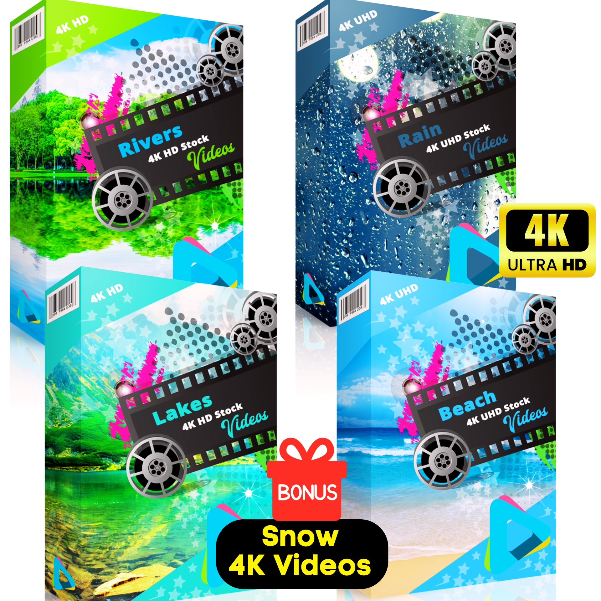 Beach, Lake, Rain, River 4K UHD Stock Videos